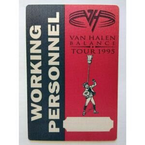 Van Halen Balance Cloth Backstage Pass Working Personnel Tour Original 1995 Red